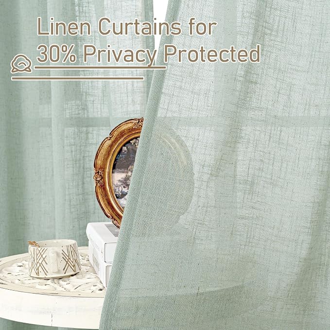 LAMIT Short Kitchen Linen Curtains 24 Inch Length - Image 5