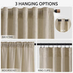 Nanspring Eggshell Beige Curtains 90 Inches Long - Image 2