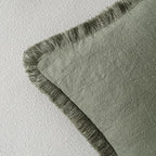MIULEE Decorative Throw Pillow Covers Neutral Linen Fringe Throw Pillows Euro - Image 3