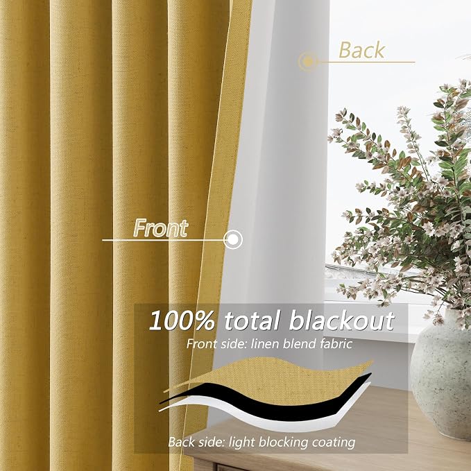 Guken 100% Blackout Curtains 63 Inch Length 2 Panels Set - Image 4