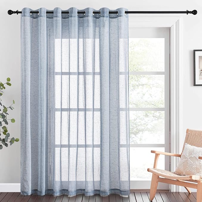 NICETOWN Linen Sheer Sliding Door Curtain 100 Inch, Eyelet Top Semi Privacy by NICETOWN