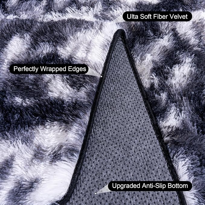 Black and White Rug for Living Room, 6x9 Area Rug for Bedroom, Bedside Indoor - Image 4