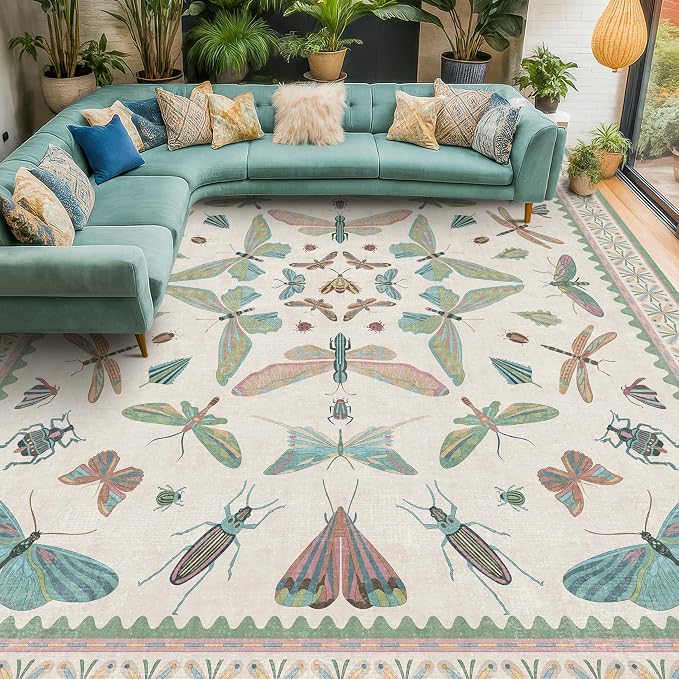 7x9 Green Butterfly Rugs for Kids Bedroom - Image 6
