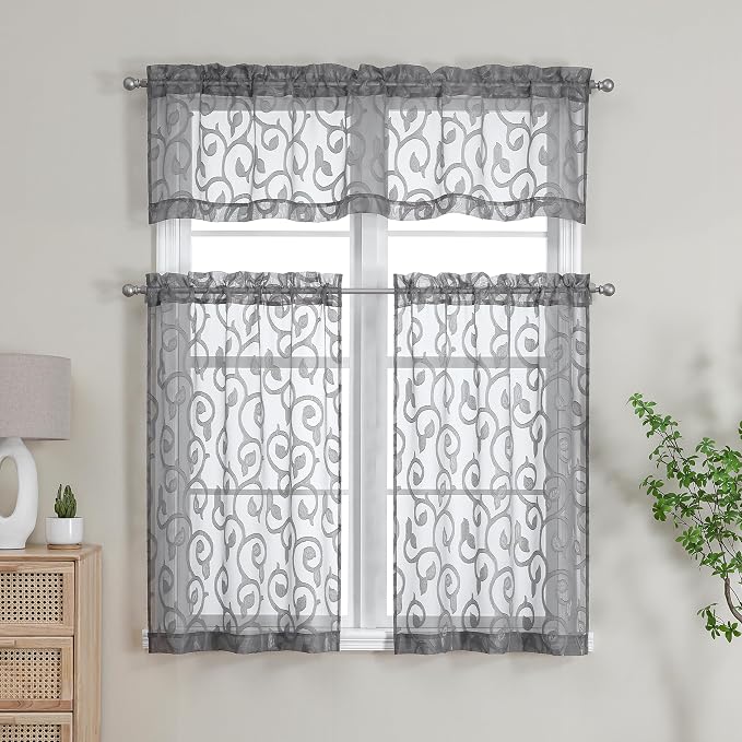 OWENIE Furman Sheer Curtains Tiers 36 inch Length, Lightweight Soft Airy Solid - Image 7