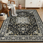 6x9 Area Rugs Living Room Rug: Washable Vintage Boho Medallion Rug No Slip - Image 3