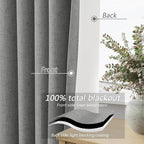 Guken 100% Blackout Linen Curtains 108 Inch Length 2 Panels Set - Image 4