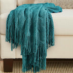 BOURINA Teal Throw Blanket 50x60 Inches Throw Textured Solid Soft Ripple Throws - Image 5