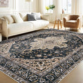 Area Rugs 6x9 Vintage Rug: Washable Living Room Rug Retro Medallion Distressed by MXSANYOORUG