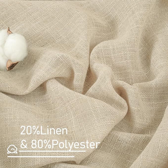LAMIT Light Filtering Sheer Linen Curtains 102 inches Long, Linen Textured Semi - Image 2