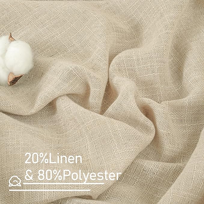 LAMIT Natural Linen Semi Sheer Curtains 63 Inch - Image 2