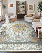 RELEANY Area Rugs 10'x14' Washable Non-Slip, Floral Vintage Distress Print - Image 3