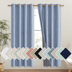 NICETOWN Stone Blue Vintage Linen 100% Blackout Curtains by NICETOWN