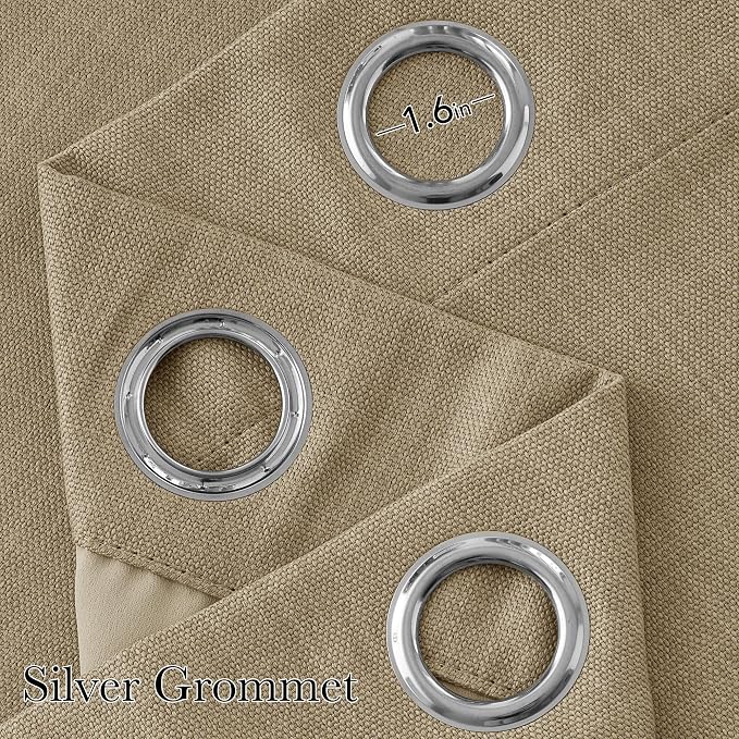 NICETOWN Faux Linen Oatmeal Blackout Curtains 84 inches Long - Image 2