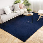 Ashler Faux Fur Rug, Ultra Soft Faux Rabbit Fur, Dark Blue Area Rugs, 5 x 7 by AshlerHomeDeco