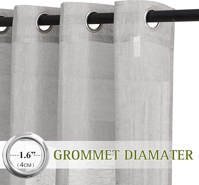 NICETOWN Sheer Linen Bedroom Window Curtains 84 inches Length, Grommet Privacy - Image 2