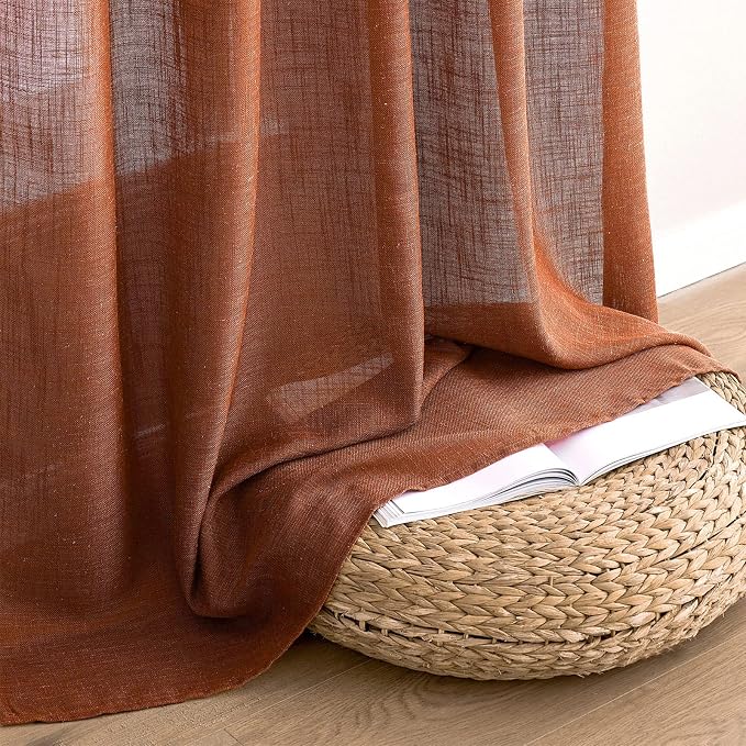 MIULEE Burnt Orange Linen Curtains 108 Inches Long - Image 7