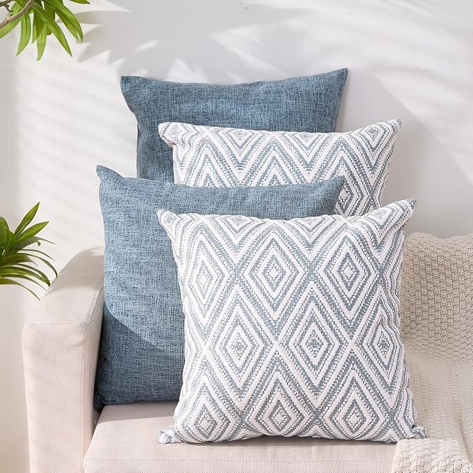 HPUK Decorative Throw Pillow Covers Set of 4 Square Couch Pillows Linen Cushion by HPUK
