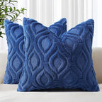 decorUhome Throw Pillow Covers 26x26 Inch Set of 2, Soft Plush Faux Wool Dark by decorUhome