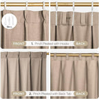 Joydeco Thick Linen Pinch Pleated Curtains 90 Inch Long 2 Panel Set - Image 5
