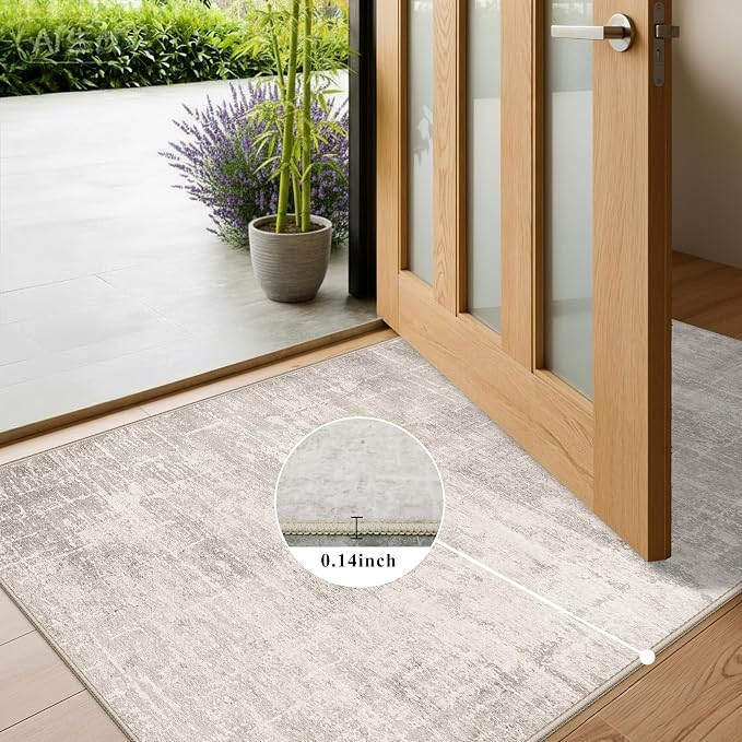 Washable 2x6 Thin Runner Rug: Abstract Soft Entryway Doormat Water-Resistan - Image 3