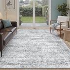 Soalmost 5x8 Area Rugs Grey Low Pile Indoor Washable Trendy Faded Style Rugs by Soalmost