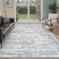 5x7 Area Rugs Gray Low Pile Indoor Washable Trendy Faded Style Rugs by Soalmost