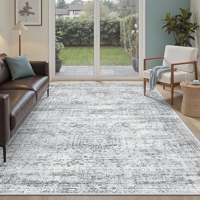 6x9 Area Rug for Living Room Washable 6x9 Gray Rug Non-Slip Modern Rugs for by Soalmost