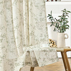 Lazzzy 90 inch Long Curtain for Bedroom Green Floral Linen Drapes for Living - Image 8