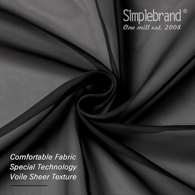 Simplebrand Black Sheer Curtains 72 Inches Long 2 Panels - Image 3