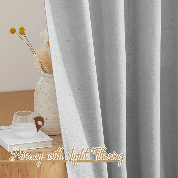 NICETOWN Linen Light Gray Curtains - Image 3