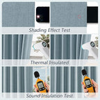 Guken Blue 100% Blackout Linen Curtains 108 Inch Length 2 Panels Set - Image 4