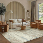 PureCozy 8x10 Area Rug Washable Beige Brown Abstract Living Room Carpet Non - Image 2