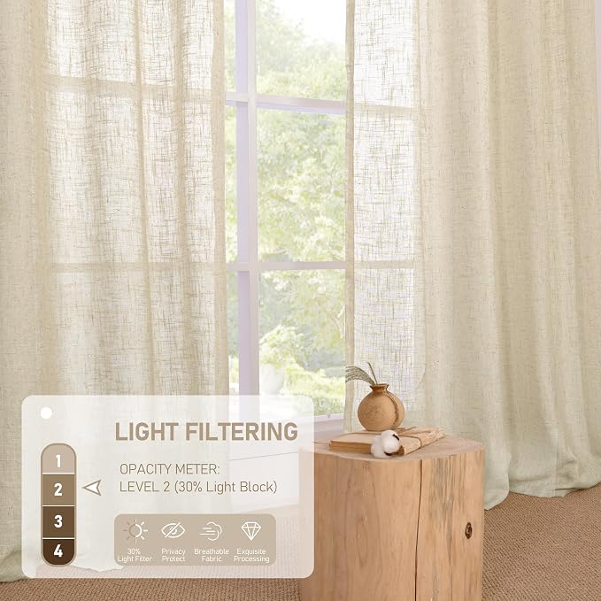 LAMIT Extra Long Linen Curtains 108 inch Long - Image 4