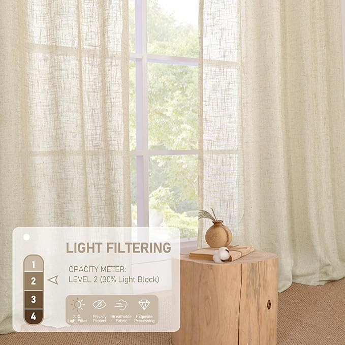 LAMIT Sheer Linen Curtains 90 inch - Image 5