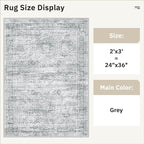 2x3 Washable Rugs for Kitchen, Powder Room Small Area Rug Non-Slip Vintage Low - Image 5