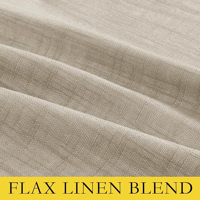 NICETOWN Taupe 100% Blackout Linen Curtains 90 inch Long Burg, Farmhouse Thick - Image 8