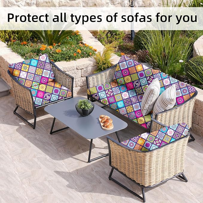8Pcs Stretch Patio Cushion Covers, Outdoor Couch Covers Replacement, Outdoor - Image 4