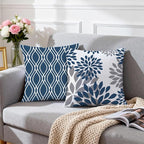 Hexagram Geometric Blue Pillow Covers 16x16 Set of 4, Decorative Outdoor Boho - Image 3