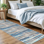 Lansny Modern Abstract Bedroom Runner Rug 2x7, Non-Slip Soft Thin Faux Wool Mat by lansny