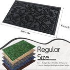 Boho Black Floral Leaves Outdoor Indoor Entrance Doormats, Absorbent Durable - Image 2