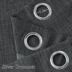 NICETOWN Faux Linen Charcoal Gray Blackout Curtains 84 inches Long - Image 2
