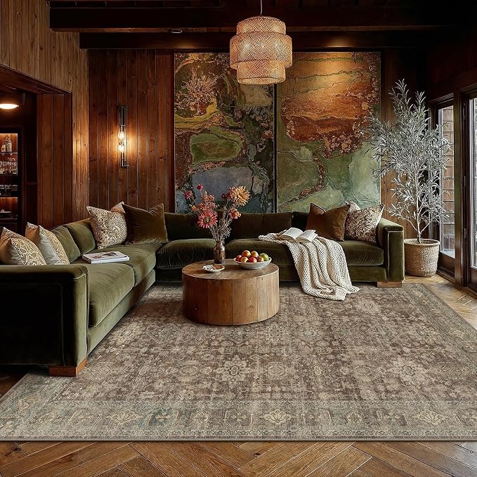8x10 Washable Area Rug for Living Room Bedroom Vintage Rust Red Non Slip Carpet - Image 4