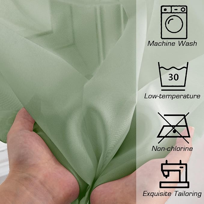 Simplebrand Sage Tier Curtains for Kitchen 24 Inches Long 2 PaSet, Rod Pocket - Image 7
