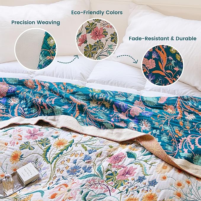 MSGKV The Boho Layer: 50"x60" Cotton Throw Blanket – Lightweight & Reversible - Image 3