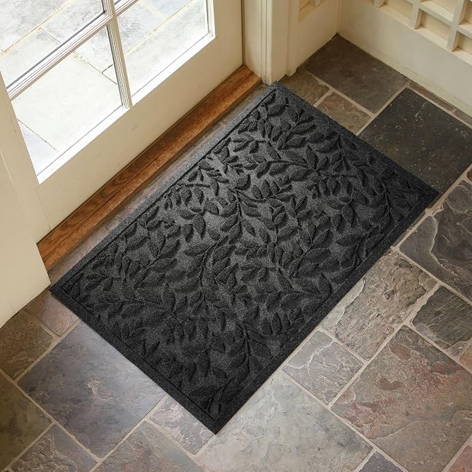 Black Leaves Outdoor Indoor Entrance Doormats, Absorbent Durable Heavy Duty - Image 3