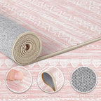 Nakagishi Pink Rugs for Bedroom Girls: 7x9 Washable Boho Large Neutral Cute - Image 3