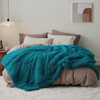 Bedsure GentleSoft Fluffy Turquoise Teal King Size Blanket - Image 6