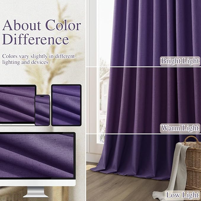 Guken 100% Blackout Curtains 120 Inch Length 2 Panels Set - Image 7