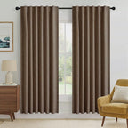 RYB HOME Coffee 100% Blackout Linen Curtains 72 inch Long, Thermal Insulated & by RYBHOME