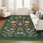 Washable Rug 9x12 Area Rugs for Living Room, Protea Floral Rug for Bedroom by GarveeHome